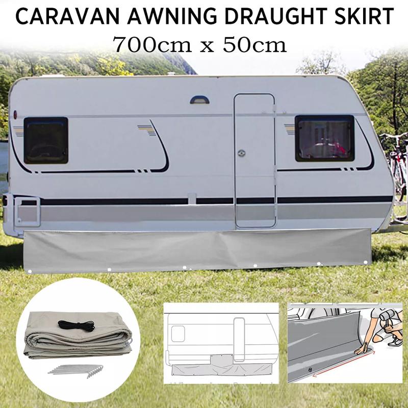 RV Caravan Awning Draught Skirt Set 7m Length X 50cm Deep Motorhome Draft Campervan Replacement Accessories