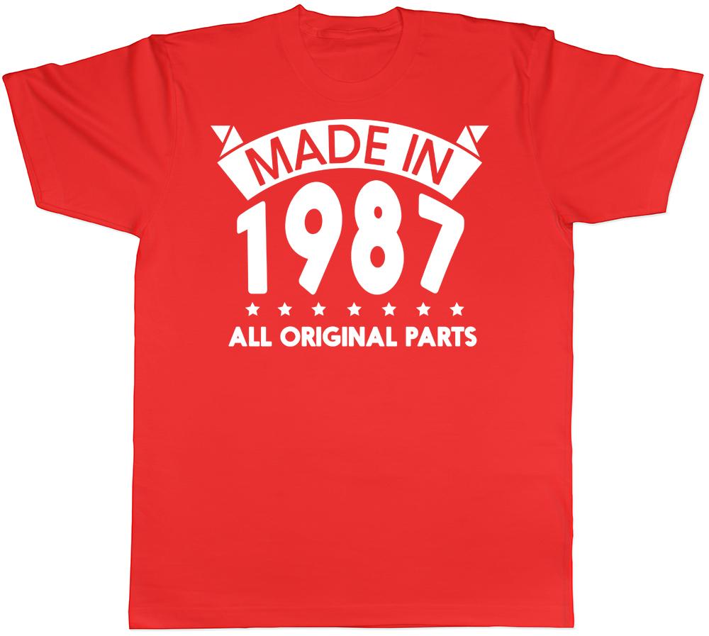 Made in 1987 All Original Parts Birthday Unisexs Short Sleeve TShirt S