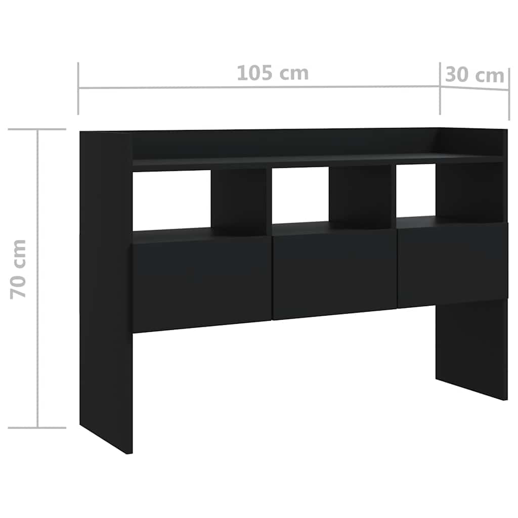 Vidaxl Szafka, Czarna, 105X30X70 Cm, Materiał Drewnopochodny