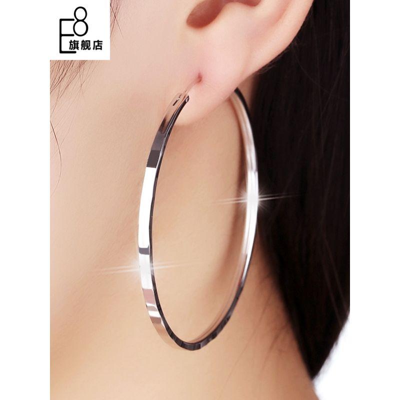 

Big Hoop Earrings Female Silver Needle Fashion Exaggerated Ear Ring Japanese and Korean Simple Temperament Big round Ring Earrings Ear Ring Earrings Diameter 3.5cm Pair