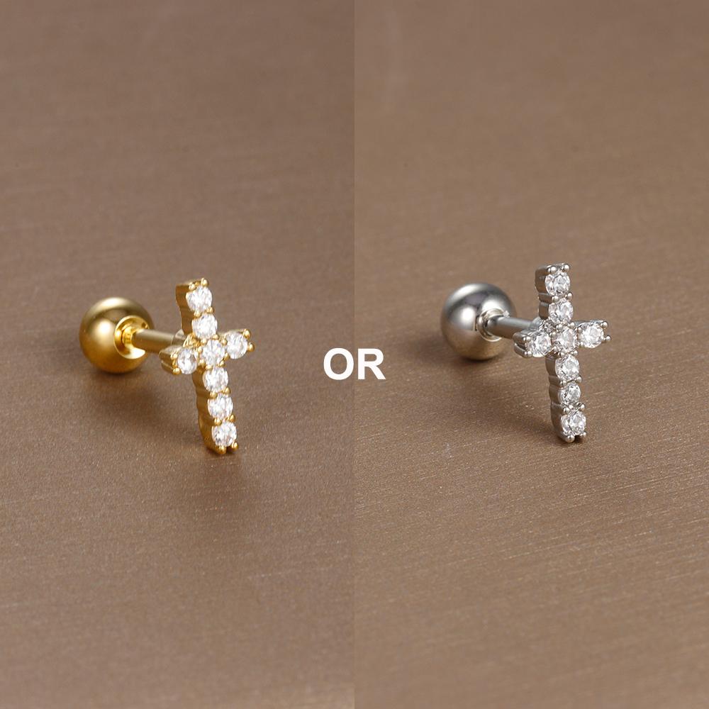 1PC 316L Stainless Steel Mini Zircon Cartilage Piercing Stud Earring For Women Girl Helix Tragus Body Zircon Statement
