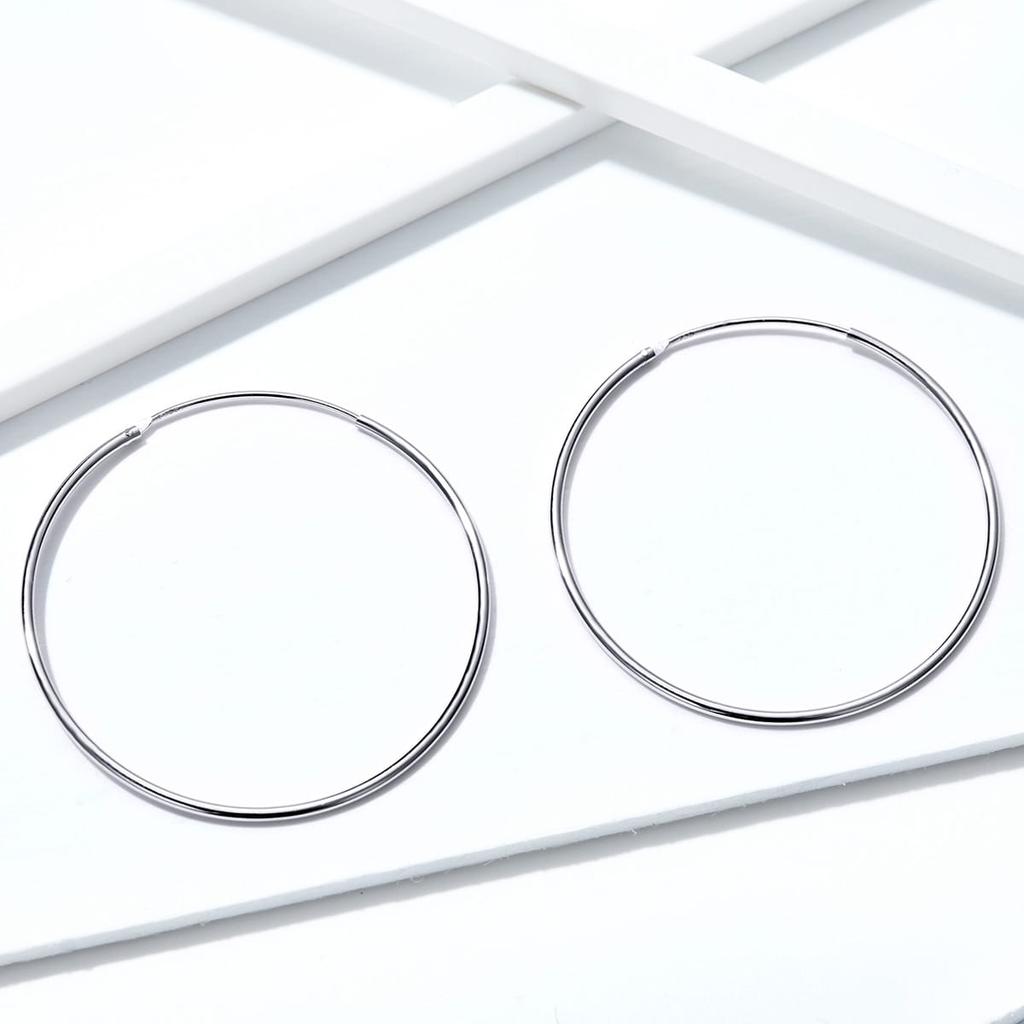Silver Hoop Earrings 4 Cm, 925 Silver Clasps