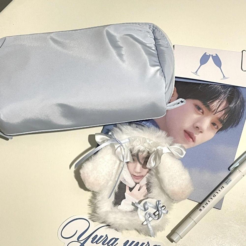 Solid Color Pen Bag Large Capacity Stationery Bag Simple Stationery Organizer  Students