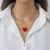 Bling Colorful Rhinestone Love Heart Pendant Necklace Fashion Hip Hop Stainless Steel Chain Jewelry Gifts for Women Teen Girls