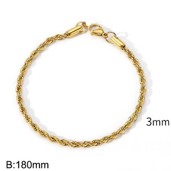 Twist Rope Bracelet, Popular Simple Gold Stainless Steel Twist Chain Men'S And Women'S Jewelry