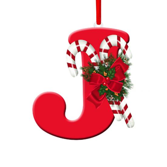 Christmas Acrylic Letter Hanging Decoration Car Rearview Mirror Xmas Tree A to Z Alphabet