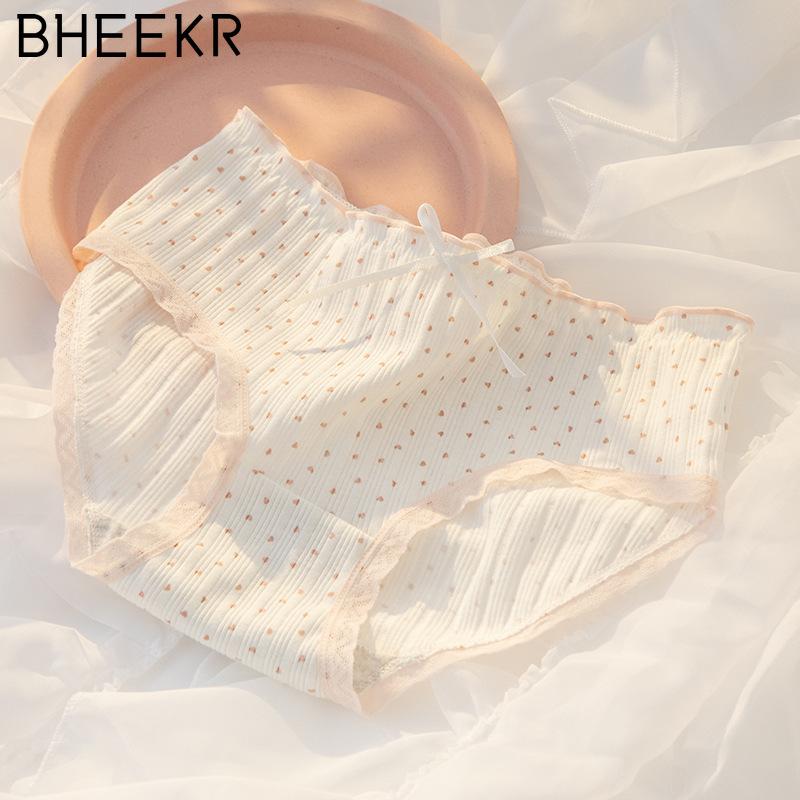 5 teile/satz Süße Bogen Spitze Rand Erdbeere Kissen Blume Gewinde Höschen frauen Reine Baumwolle Schritt Taille Tasche Hüfte Mädchen briefs