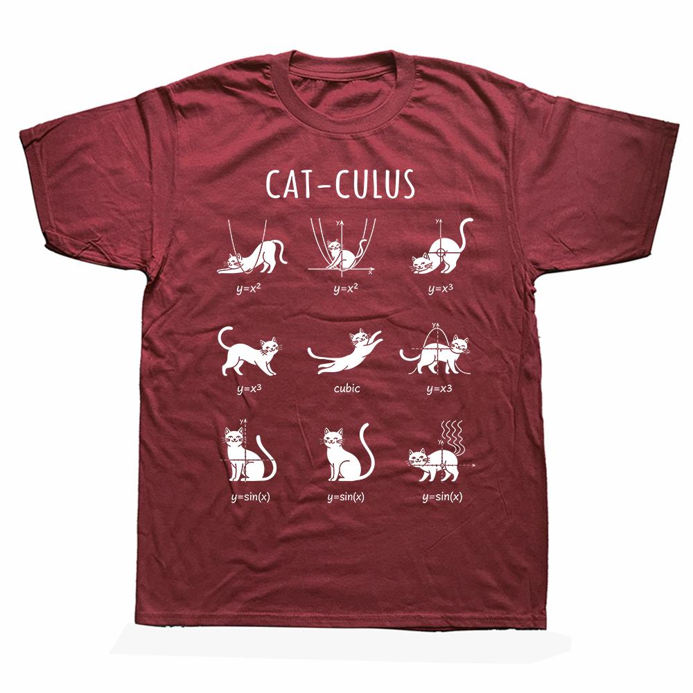Cat-culus Funny Math Cat Graphic T Shirts Men Women Pure Cotton Humor Streetwear Tee Shirt Short Sleeve Unisex Loose Clothing