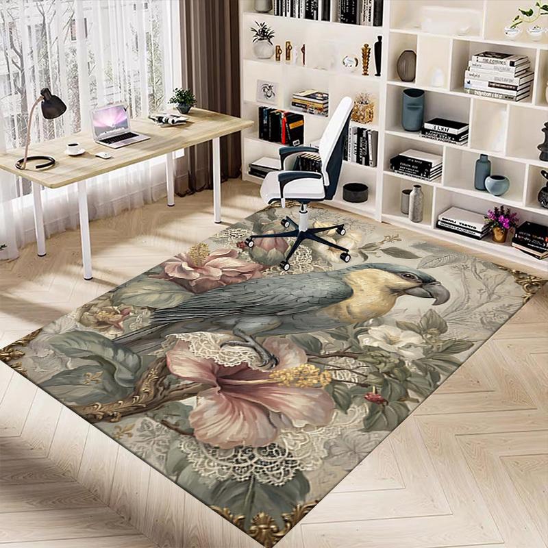 1PC Parrot Flowers Non-Slip Floor Carpet Compatible for Office&Living Room&Bedroom&Dining room - Soft & Pattern-G0391