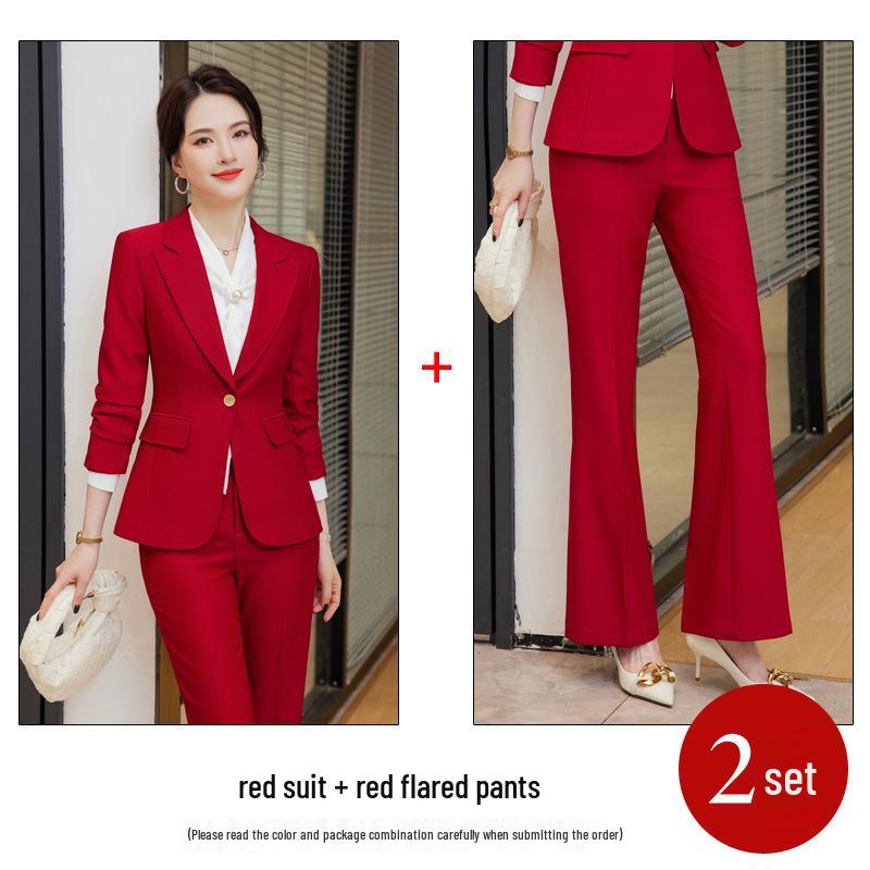 Conjunto de Traje Rojo para Mujer - Otoño/Invierno 2023 Estilo Profesional