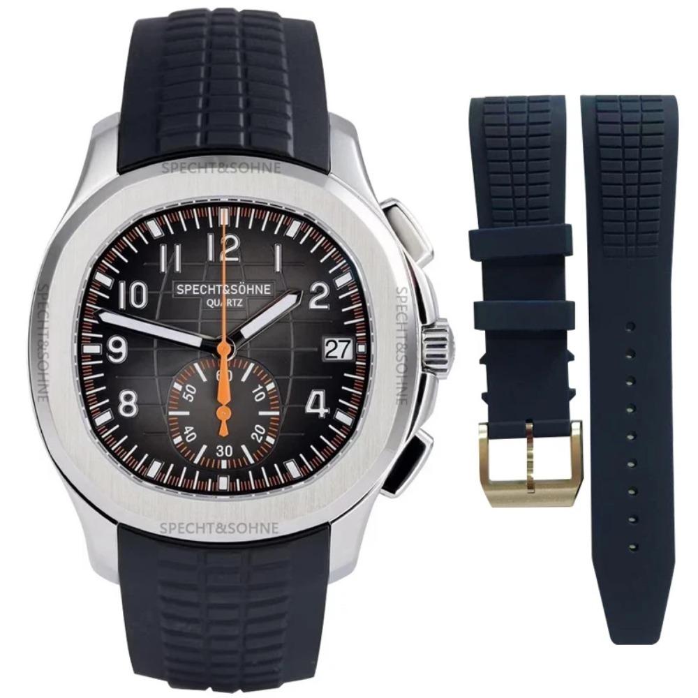 Specht&Sohne Sports Watch Rose Gold Watch Men's Luxury Watch Rubber Wrist Watch Fashion Chronograph Wristwatch Relogio Masculino