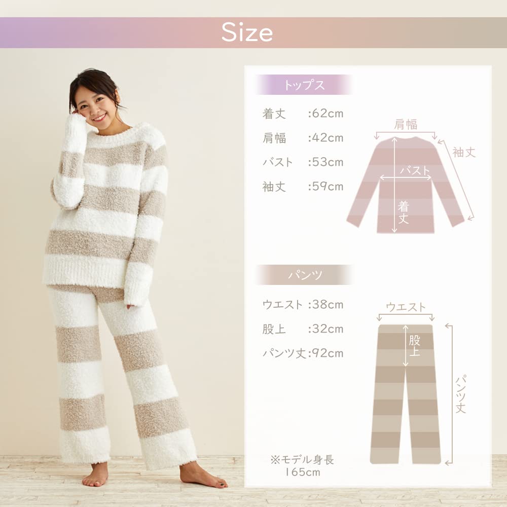 Room Wear Pajamas Fluffy Sweatshirt Long Pants Top and Bottom Set 505 [Seap] Women's & (Pink & Purple)