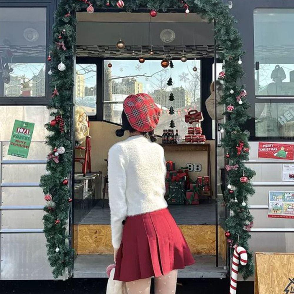 Japanese Plaid Berets Hat JK Retro Painter Hat Vintage Y2k Berets Hat Girls