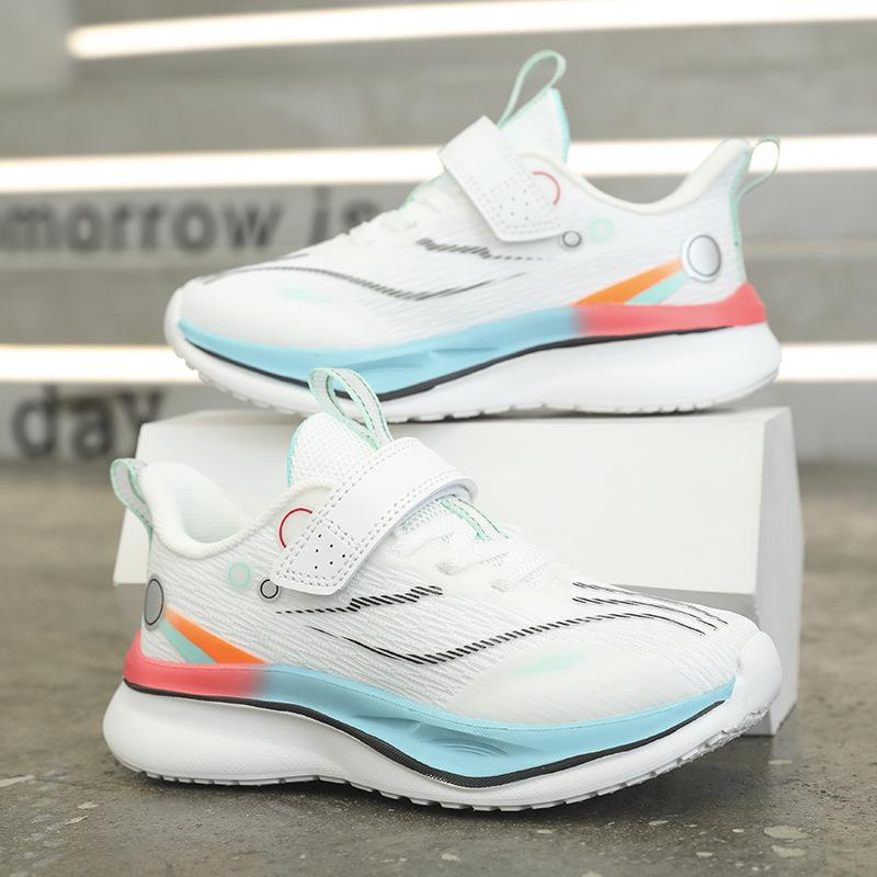 2025 Spring New Double Net Running Shoes Boys and Girls Children's Shoes Shock Absorption Rebound Breathable Physical Education Class Wear-resistan