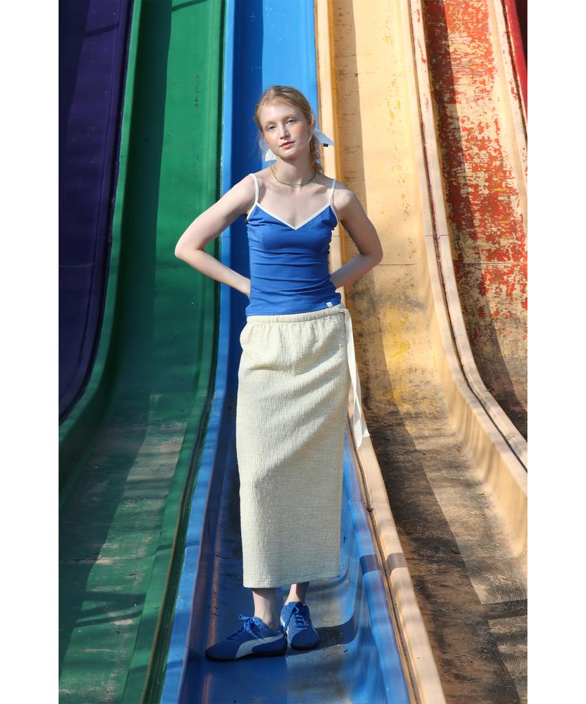 Forev Melange Knit Long Skirt - Sage Green