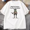 Men's Kids T-shirt Hold On Partner Im Overstimulated Funny Meme S Cowboy Frog Cotton Short Sle