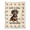 Dachshund Dog Lover Blanket Just a Girl Who Loves Dachshunds Soft Fleece Throw Pet Gift for Women Home Decor Cozy Bedding