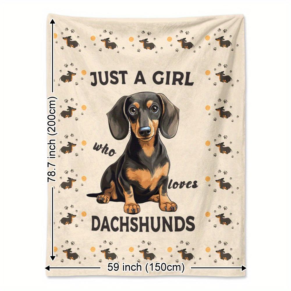 Dachshund Dog Lover Blanket Just a Girl Who Loves Dachshunds Soft Fleece Throw Pet Gift for Women Home Decor Cozy Bedding