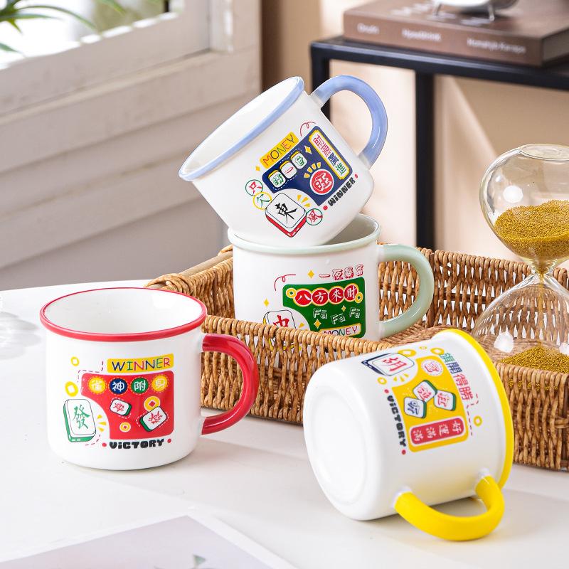 Retro High Value Ceramic Cartoon Cup Home Office Water Cup Cute Men and Women Coffee Cup Mug Gift