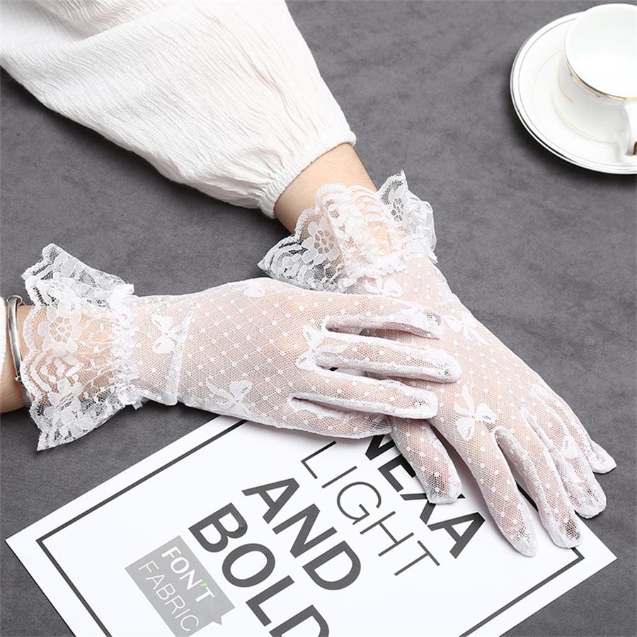 Women's Bow Lace Sun Protection Gloves, UPF 50+ UV Blocking, Breathable Sheer Gloves for Wedding, Party, Driving