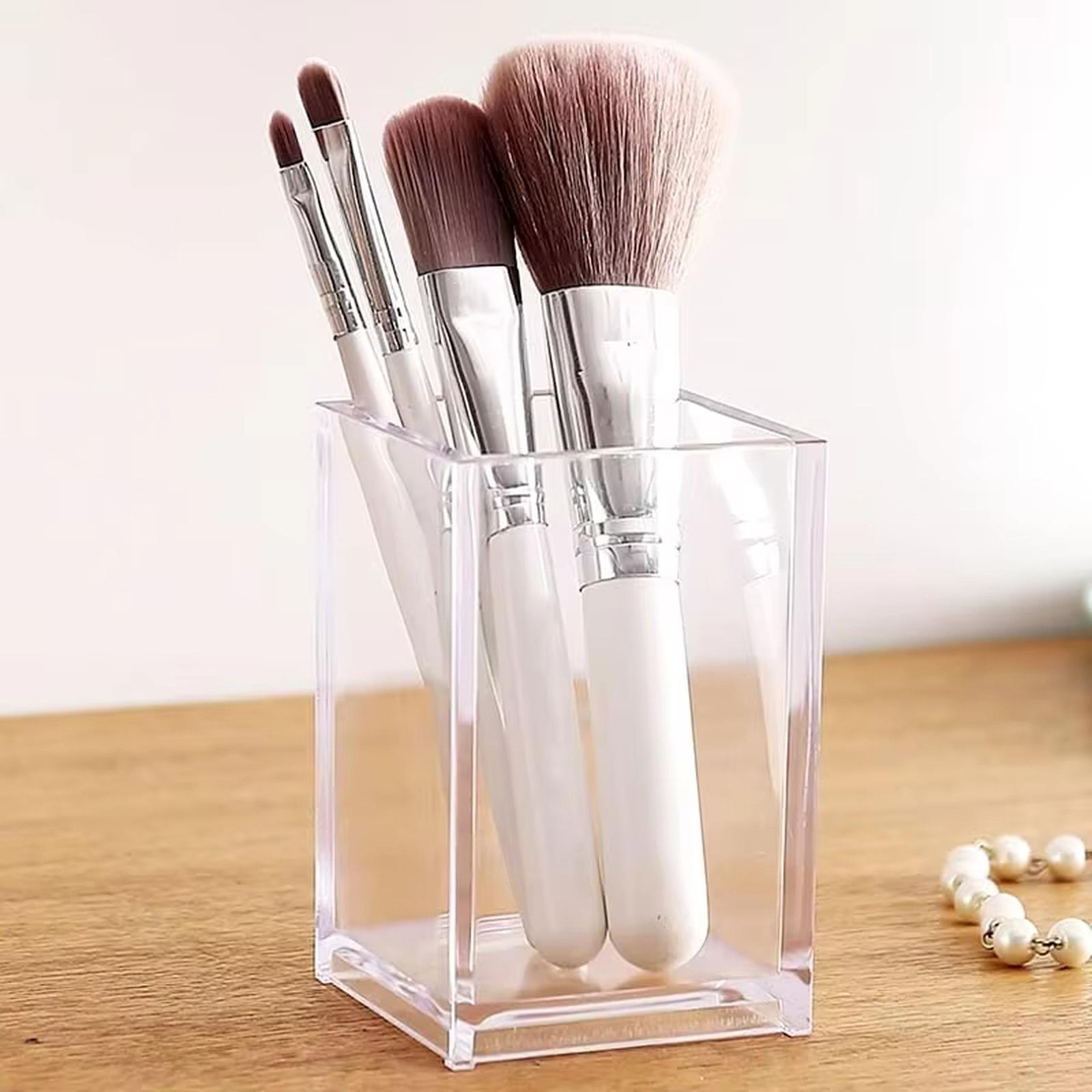

Acrylic Pen Holder Desktop Organizer DIY Makeup Brush Storage Box Multi-Color Container one size