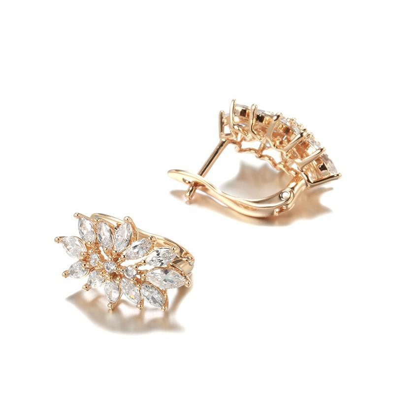 

Flower horse eye zircon earrings women s chic style fashion commuter light luxury earrings ear buckles