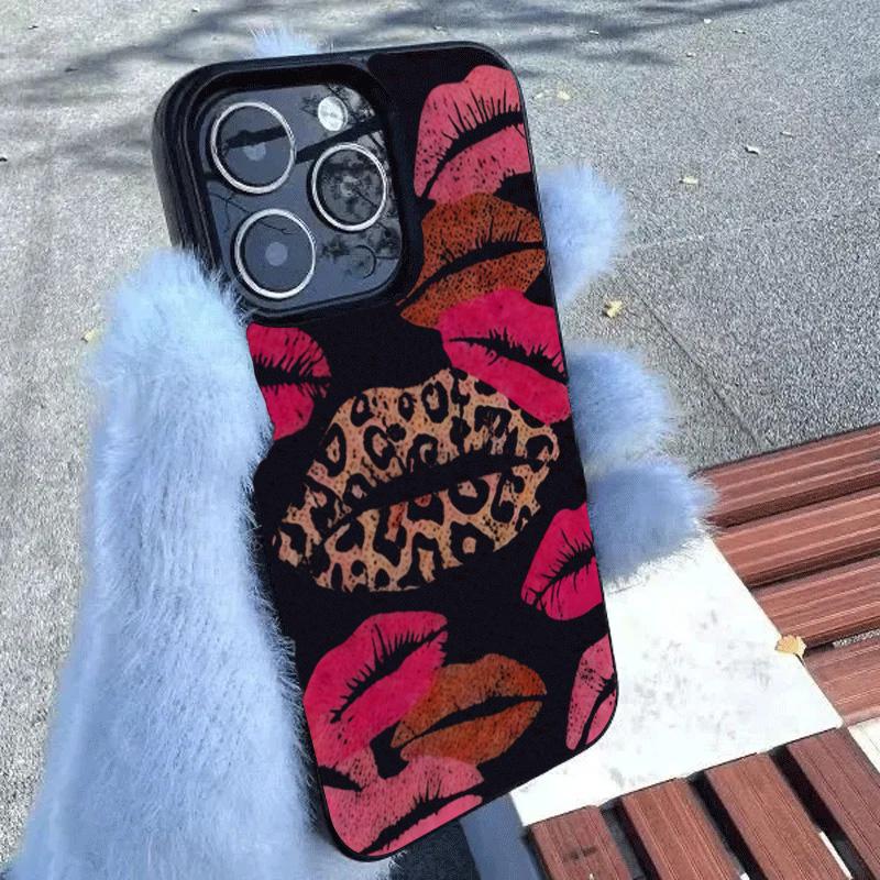 Fashion Lips Leopard Print Phone Case For iPhone 17 Pro Max 16E 16 15 14 13 12 11 Pro 17Air X XR XS Max 7 8 16 Plus Soft Cover
