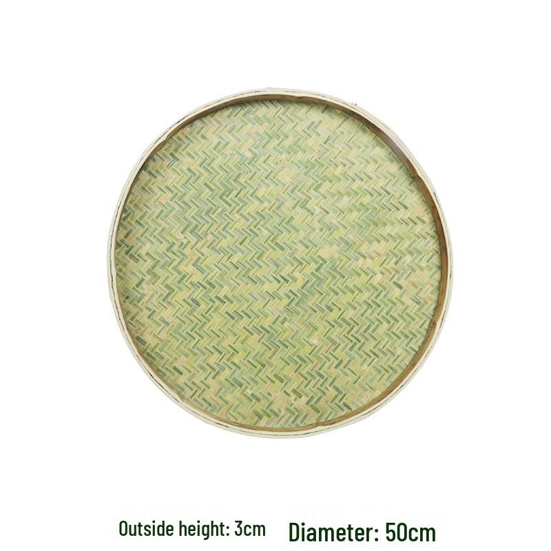 Bamboo Weaving Green Winnowing Basket/Restaurant Sashimi Platter with or without Holes for Drying, Sieving, Tea Sampling, or Decorative Use