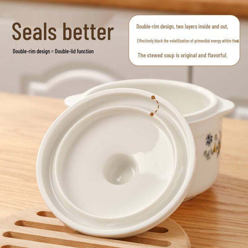 Food Grade Ceramic Double-Eared Stew Pot