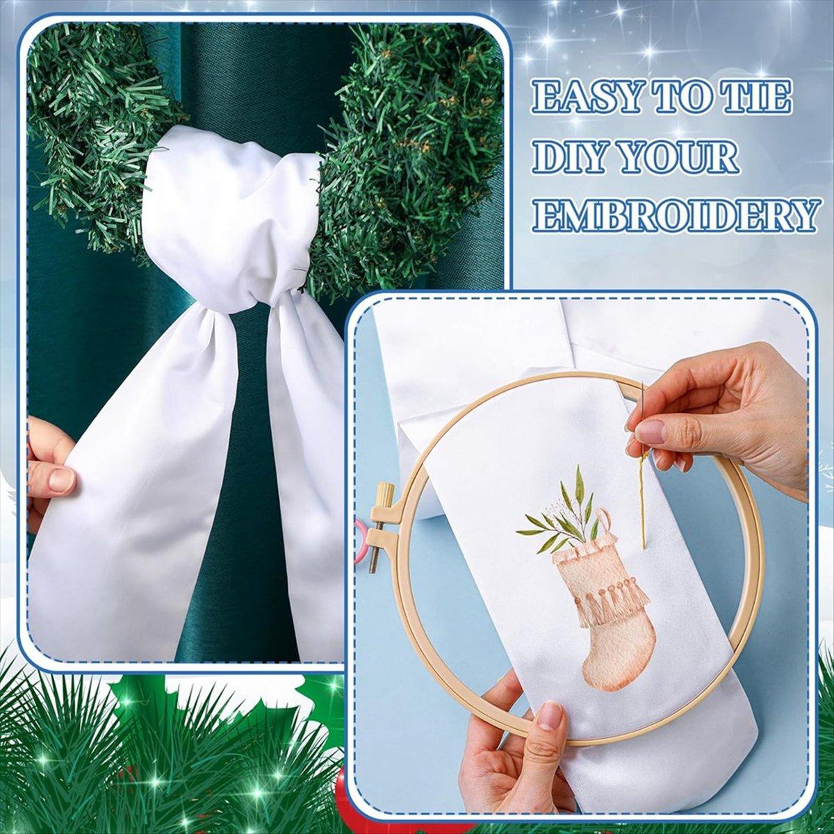 

BHBL Wreath Sash for Front Door Blank White Wreath Sash Embroidery Plain Blanks for Embroidery Party Christmas 4pcs белый