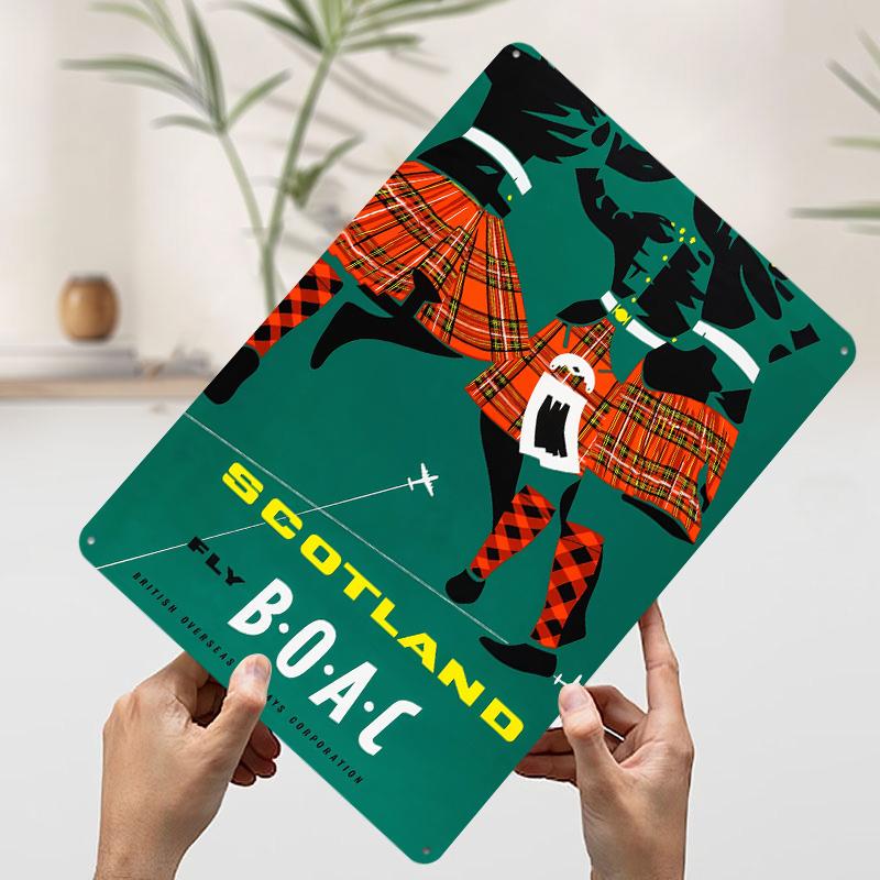 

Fly BOAC to Scotland Metal Poster Customized Wall Art Retro Vintage Tinplate Signs for Home Decor Living Room Decoration At Home 20x30cm（7.8x11.8inch）