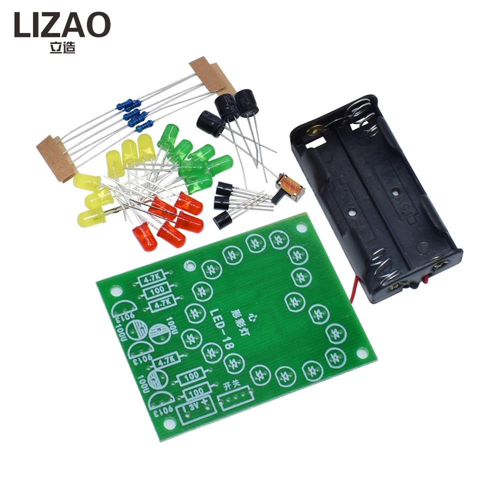 LIZAO DIY Heart LED Flowing Light Kit Electronic Soldering Practice Set for Student Maker Fun Learning Training Project