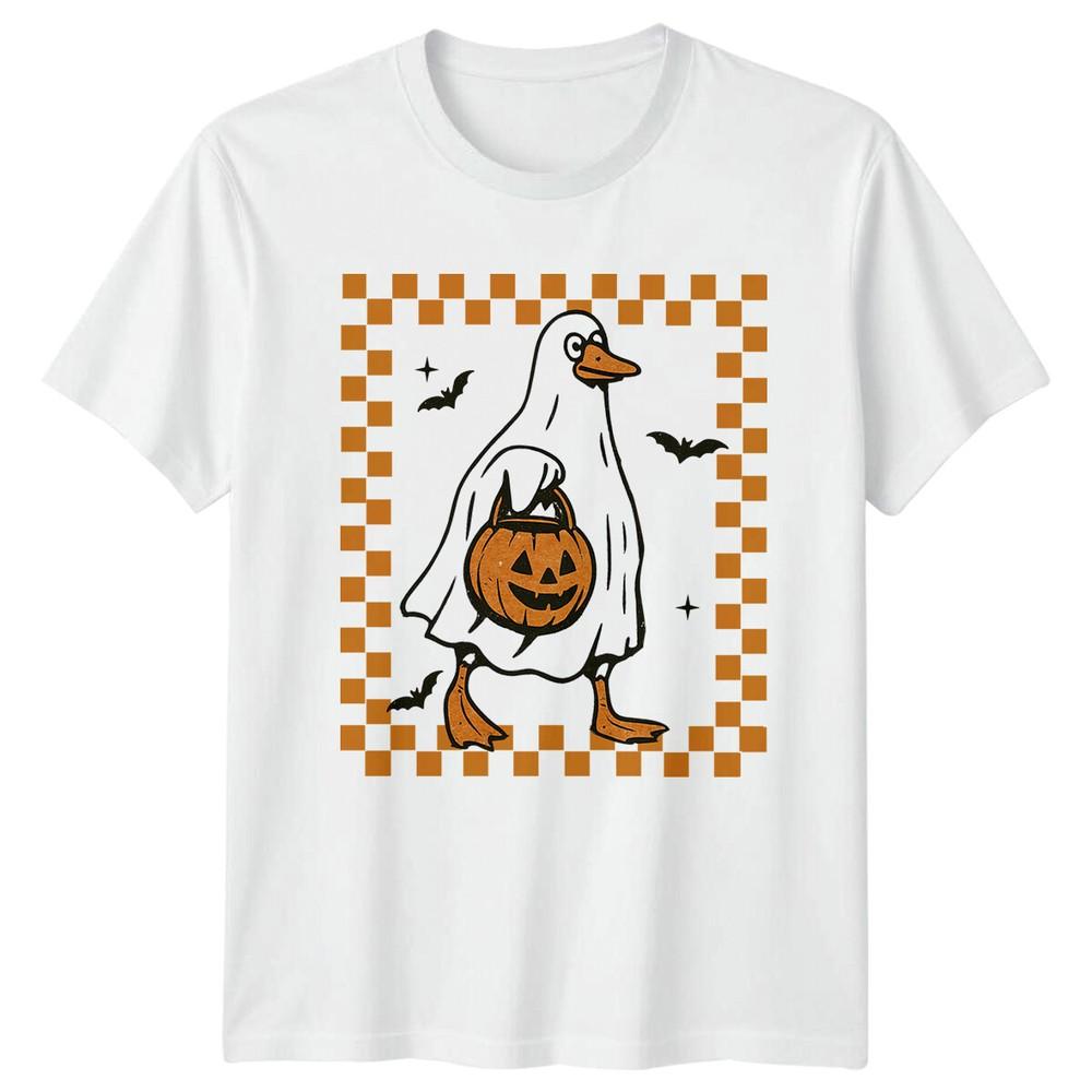 Halloween Goose Ghost Pumpkin Trick or Treat Unisexs TShirt Unisexs Tee Graphic S