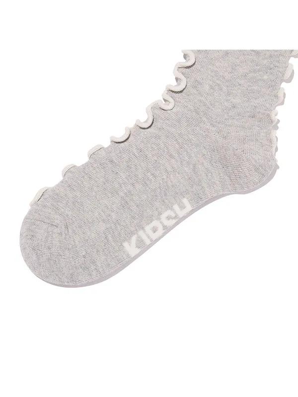 Point Cherry Embroidered Socks [Gray]