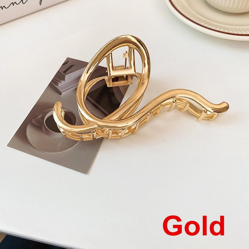 

Женские серебряные, золотые металлические когти для волос, большие нерегулярные заколки для волос, заколки, заколки для хвоста, элегантные головные уборы, женские модные аксессуары для волос 1PC золотой