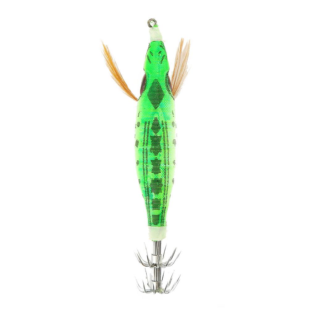 Luminous Glow In Dark Night Artificial Squid Jig Lifelike Fishing Bait Hook Fishhook Lure Green