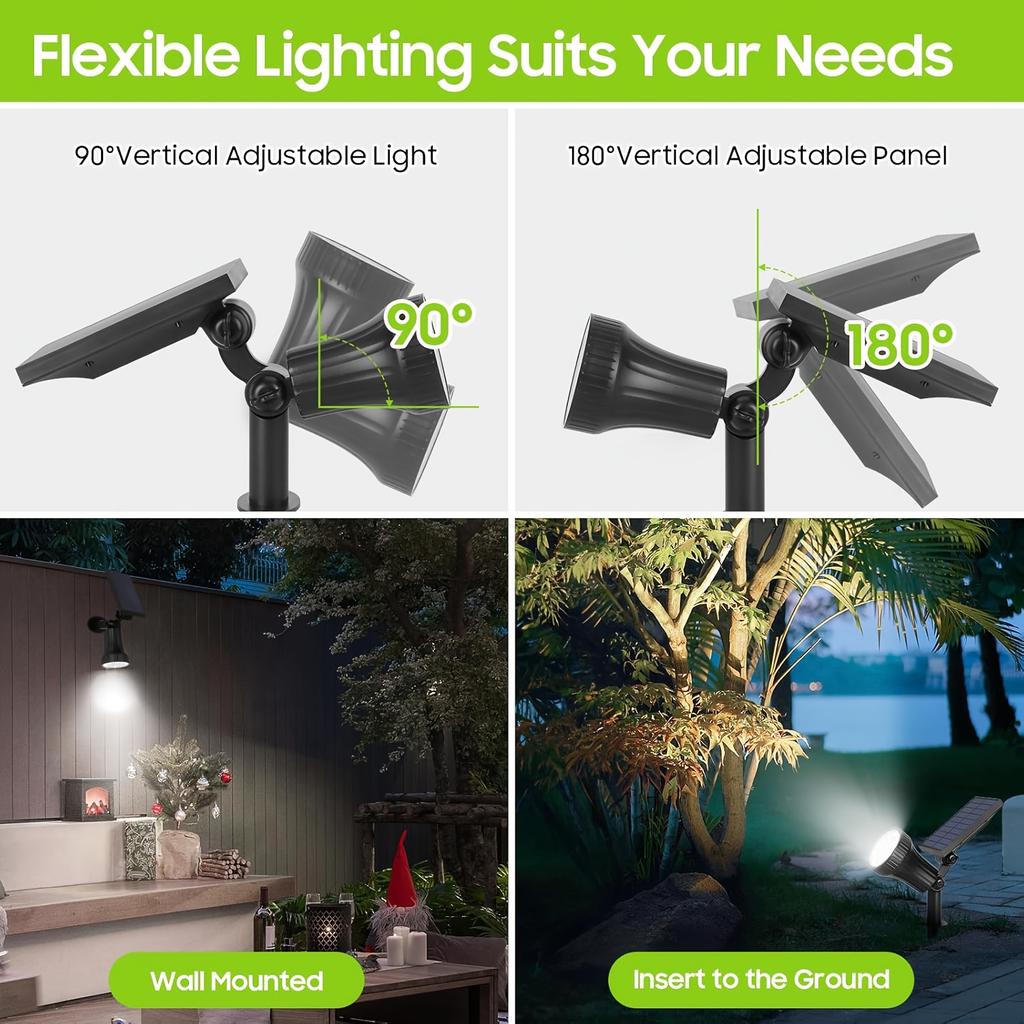 7/9 LED Solar LED Light Spotlights Outdoor IP65 Waterproof Lights Brightness Adjustable for Garden Backyard Driveway Patio Decor