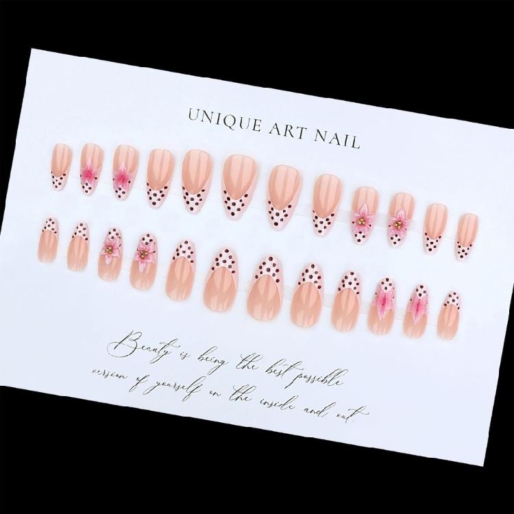 3D Sculpted Flower False Nail ABS Seamlessly Adhesion Long Wear Resistant For Career Women Special Event Pink Manicure