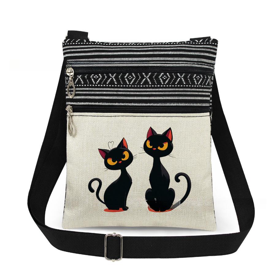 1PC Cat Print Tote Bags Women Shoulder Handbags Postman Package 6960