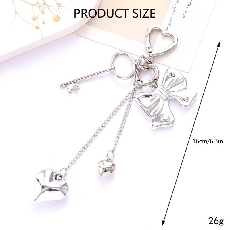 Heart Bows Bag Charm Pendant Aesthetic Purse Charms Aesthetic Keychains Keyring for Women Backpack Purse Handbag Decors