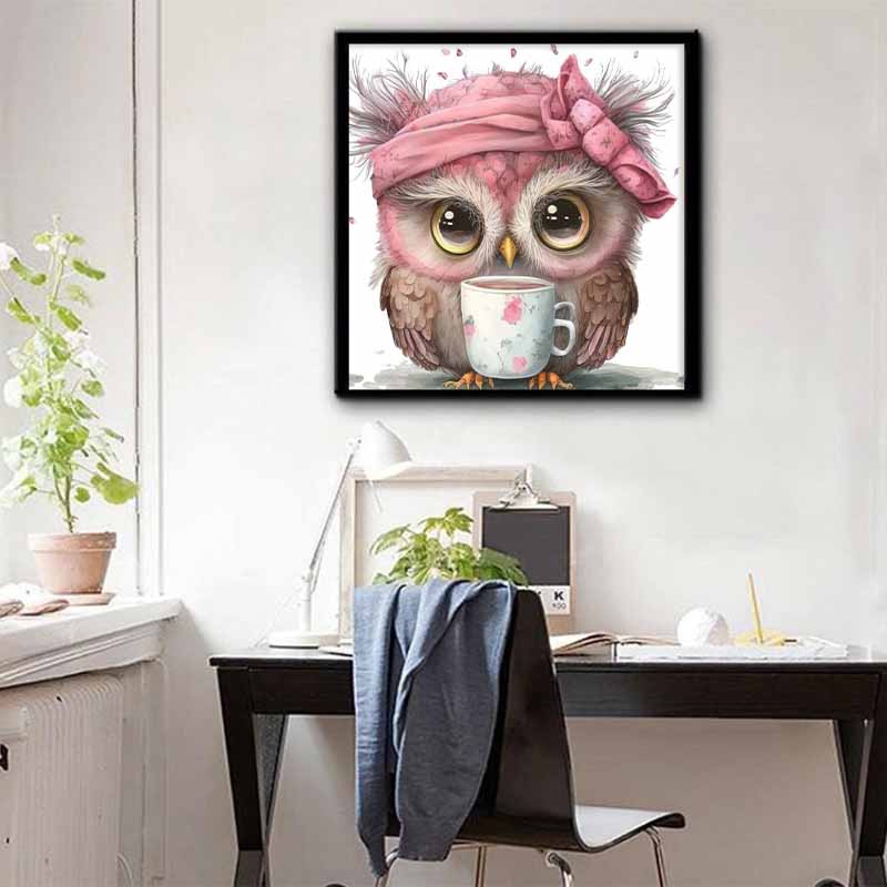 New Arrival 5D DIY Full Circle Diamond Painting "Pink Owl" Embroidery Cross Stitch Home Decor Gift