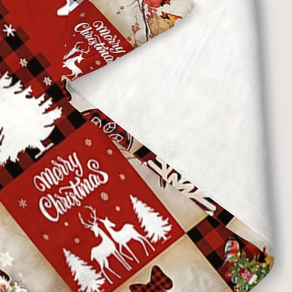1pc Christmas Tree Blanket Deer Snowflake Print Soft Flannel Blanket for Home Living Room Bedroom Decor New Year Christmas Gift