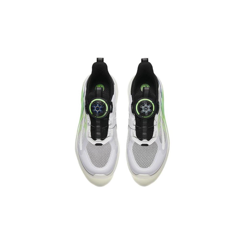 Anta Kids Knob Shock Absorption Wear Resistant Low Top Running Shoes Kids Running Shoes White Black Green A312425514-1