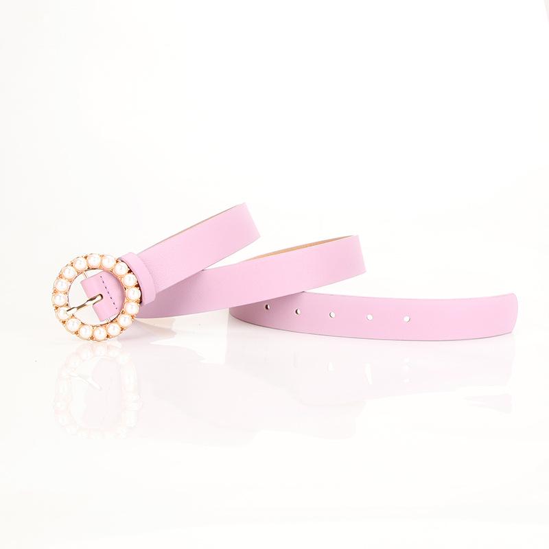 Stylish Women's Belts with Round Pearl Pin Buckle: Elegant, Trendy, and Sophisticated