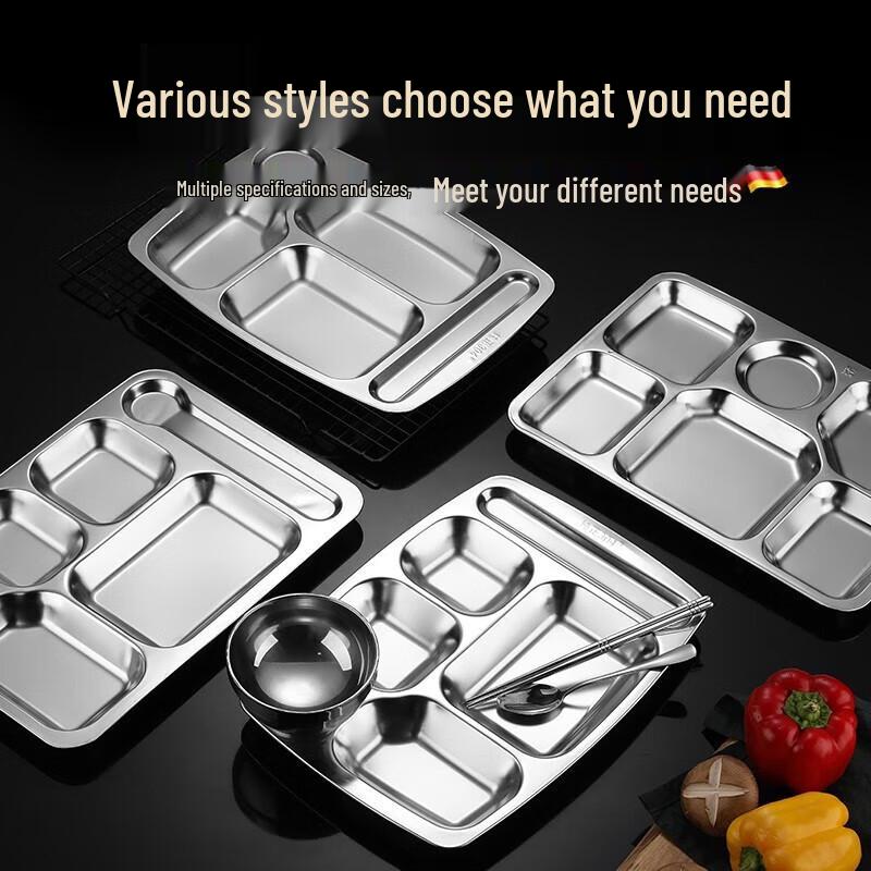 Kaiman 304 Stainless Steel 7-Compartment Cafeteria Meal Tray
