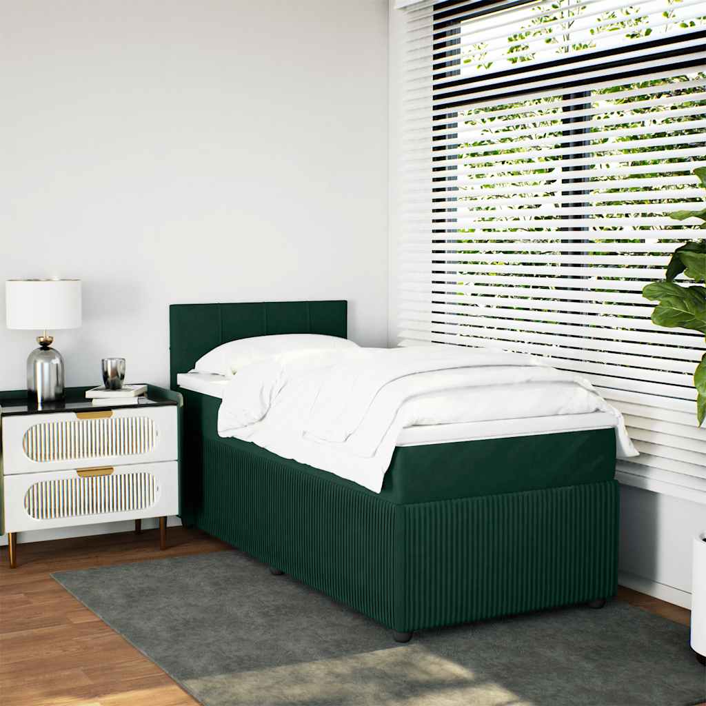 Box Spring Bed with Mattress Dark Green 80 x 200 cm Velvet