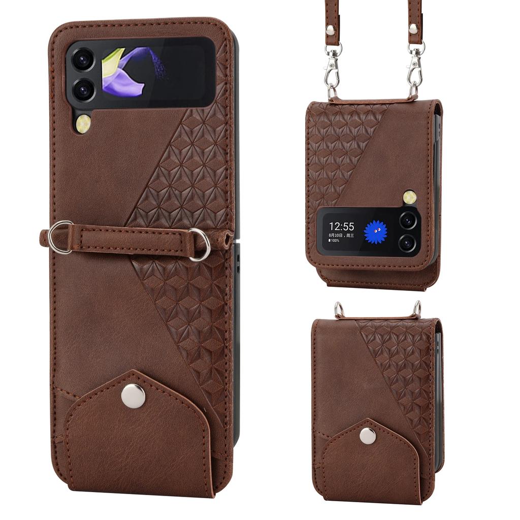 Lanyard Cards Slot Wallet Leather Case for Samsung Galaxy Z Flip 6 5 4 3 Flip3 5G Anti-Scratch Flip4 Shockproof Crossbody Cover