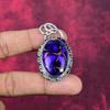 Ciondolo in rame viola turchese, gioielli in argento sterling massiccio 925, ciondolo con pietra preziosa, regalo per lei, gioielli delicati fatti a mano