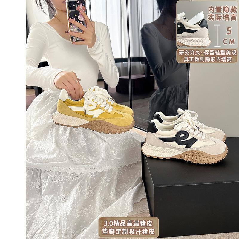 Pigskin version~ dopamine Korean niche thick-soled Agande training shoes for women's 2025 summer new sports and leisure shoes for women