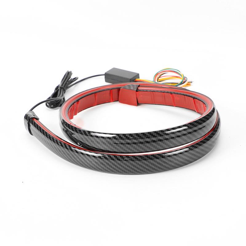New 12V LED Carbon Fiber Strip Turn Signal Stop Warning Rear Third Brake Lamp Sedan Car Spoiler Tail Light